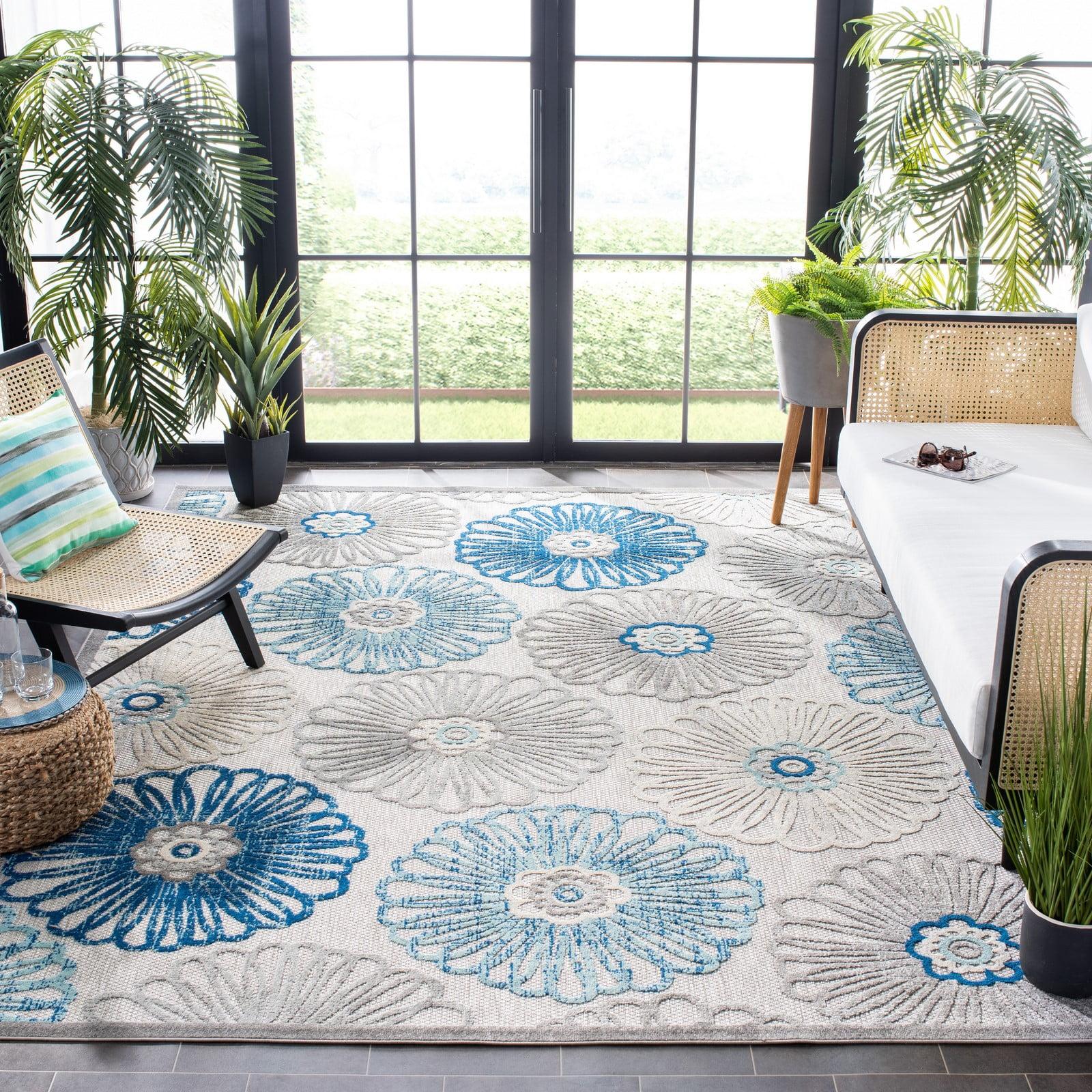 Cabana CBN801 Power Loomed Indoor/Outdoor Area Rug - Grey/Blue - 8'9"x11'9" - Safavieh
