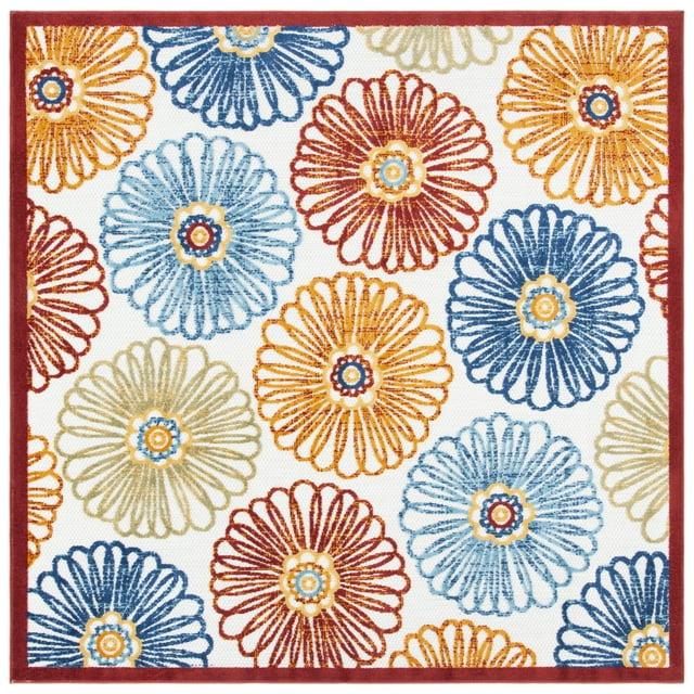 Cabana CBN801 Power Loomed Indoor and Outdoor Area Rug - Creme/Red - 8'x8' - Safavieh.