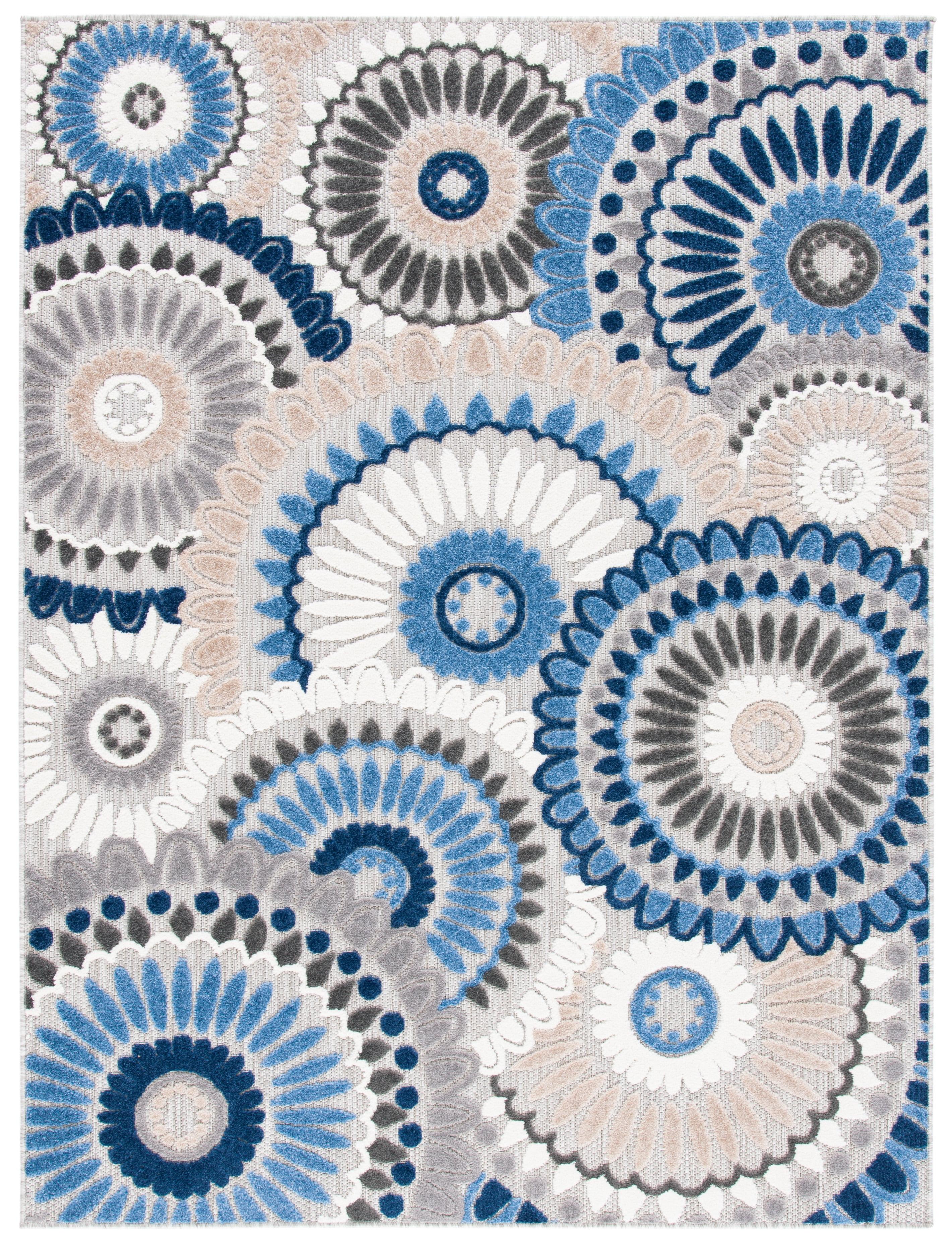 Cabana CBN382 Power Loomed UV Resistant Indoor/Outdoor Area Rug - Grey/Blue - 8'x10' - Safavieh