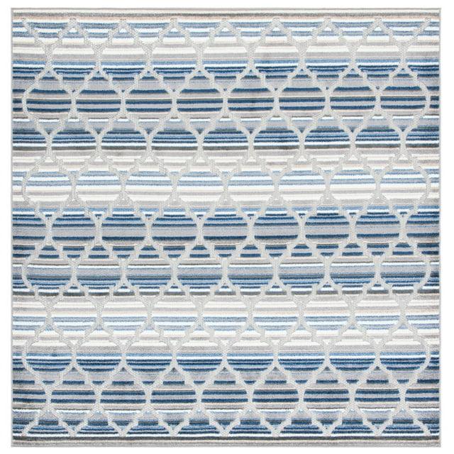 Cabana CBN333 Power Loomed UV Resistant Indoor/Outdoor Accent Rug - Blue/Grey - 3'x3' - Safavieh