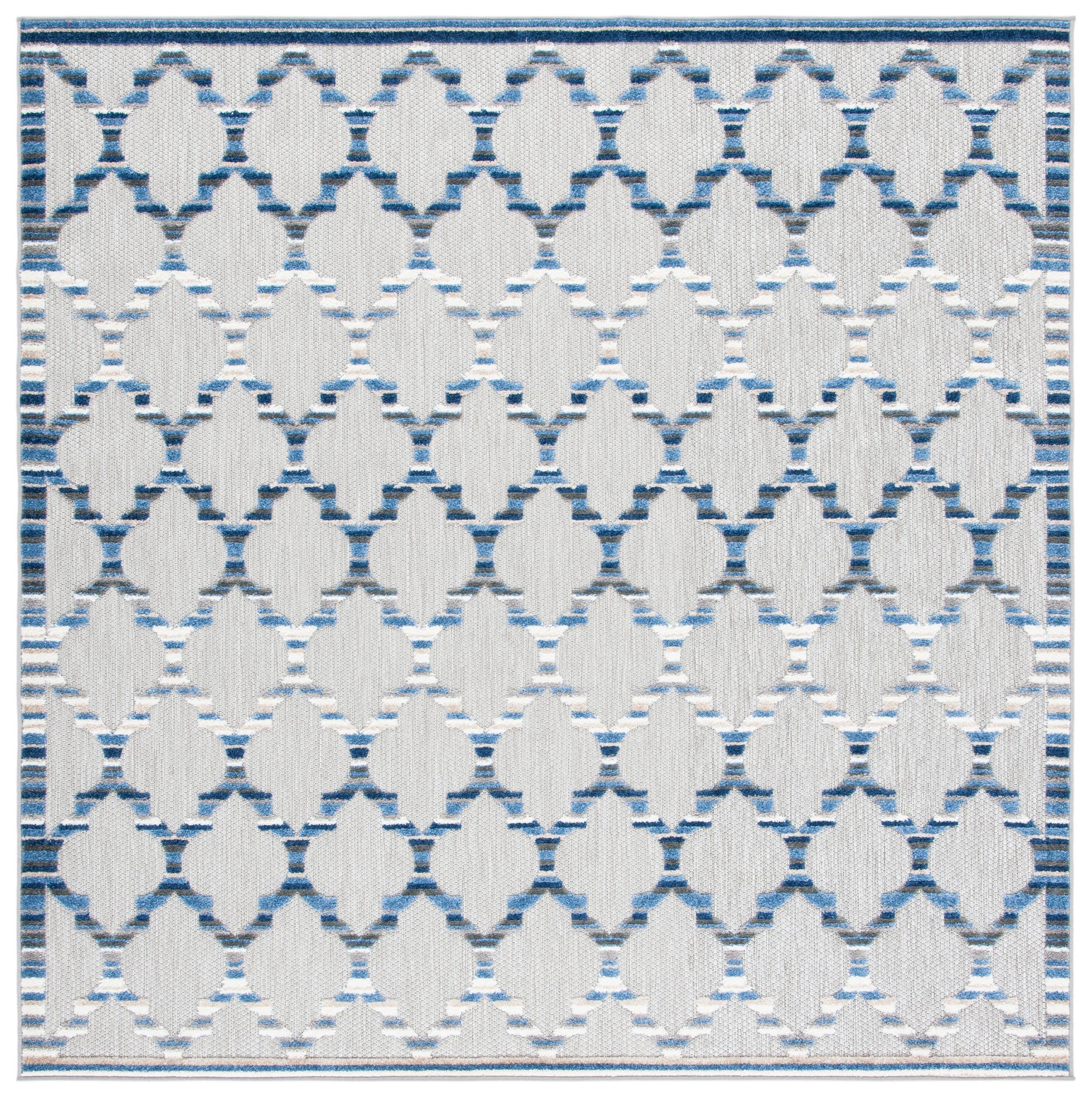 Cabana CBN333 Loomed Indoor Area Rug - Grey/Blue - 6'7"x6'7" - Safavieh