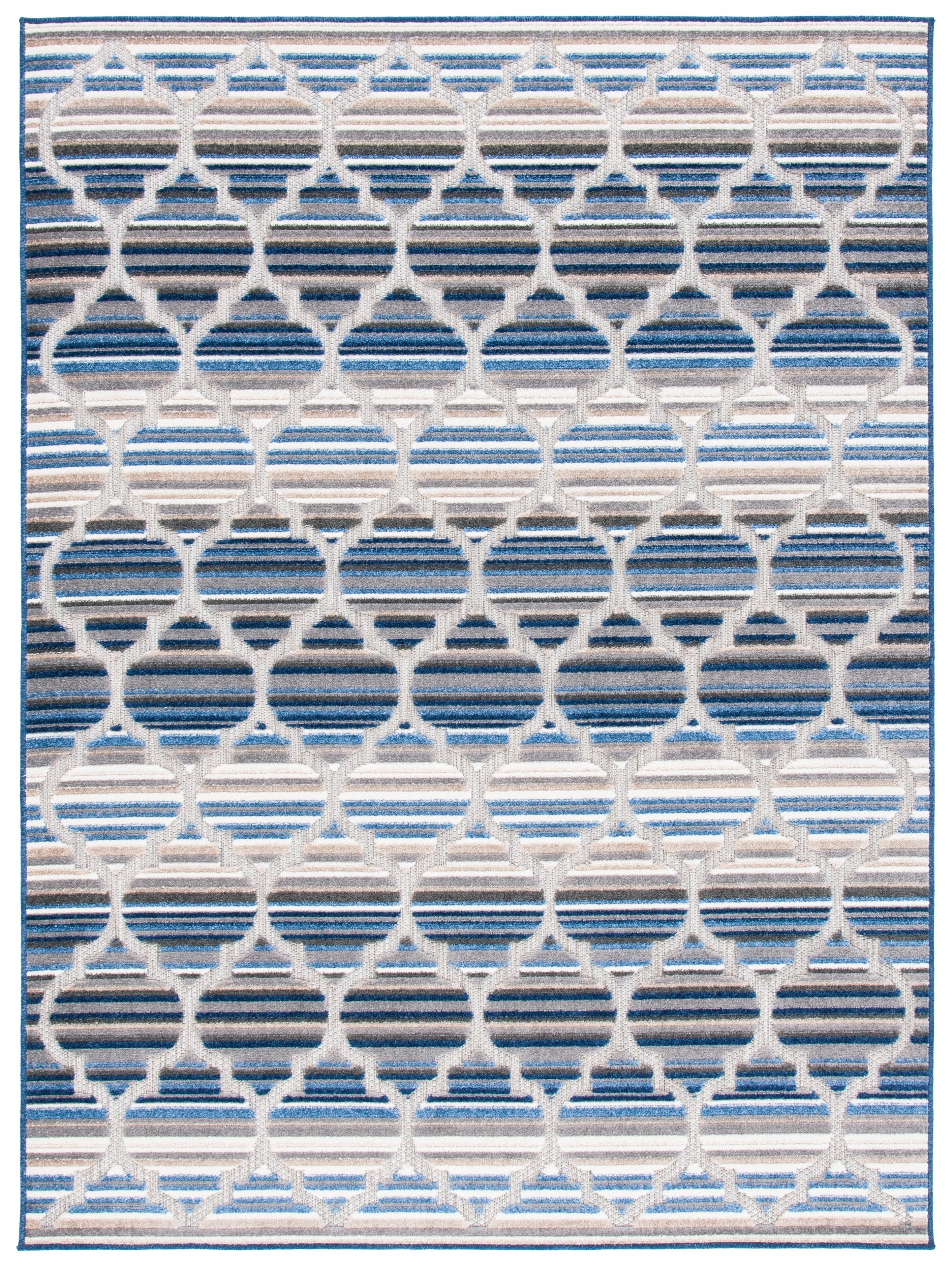 Cabana Bliss Blue & Grey Geometric Synthetic Area Rug - 5'3" x 7'7"