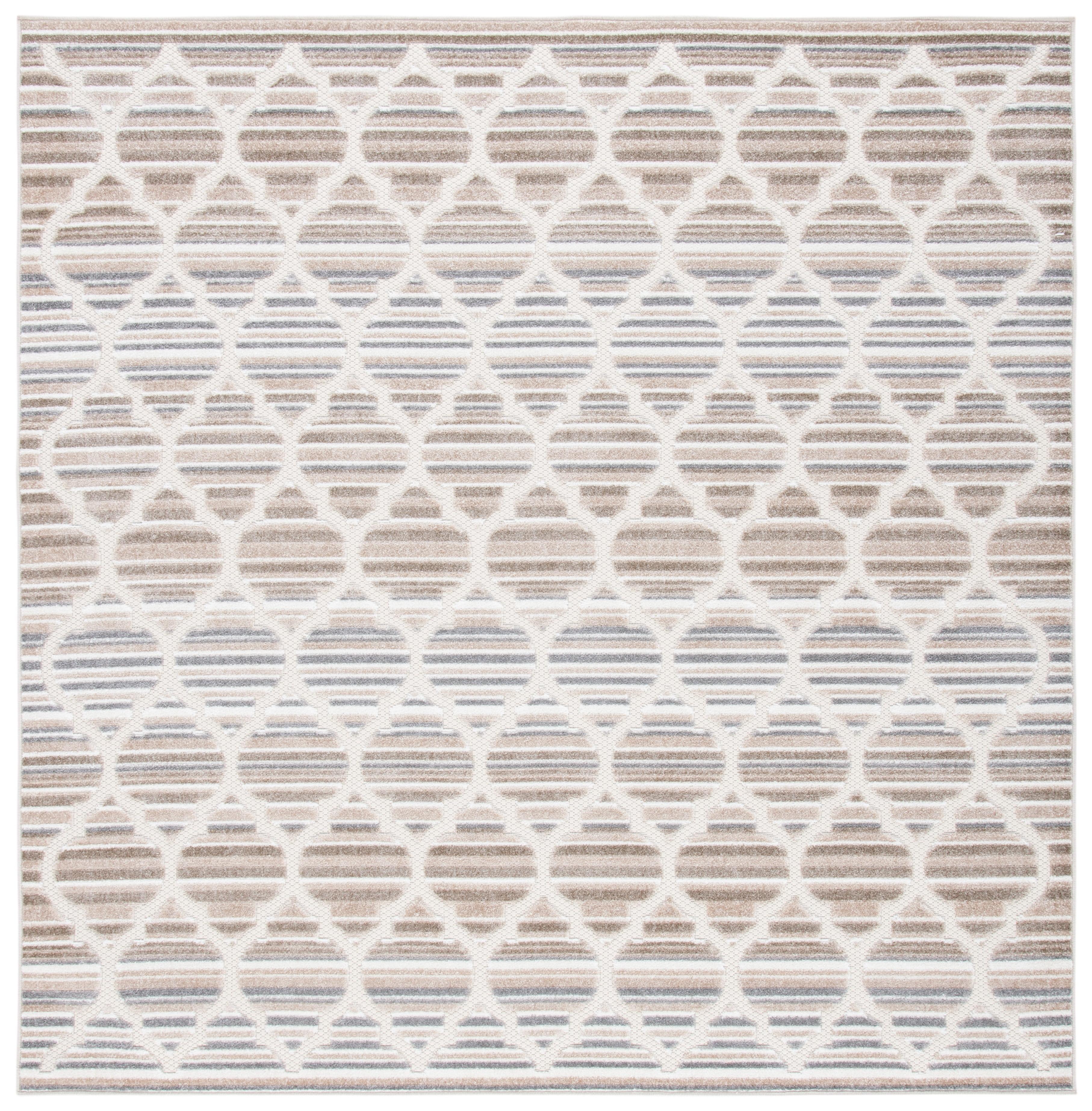 Cabana Geometric Grey/Ivory Square Easy-Care Area Rug