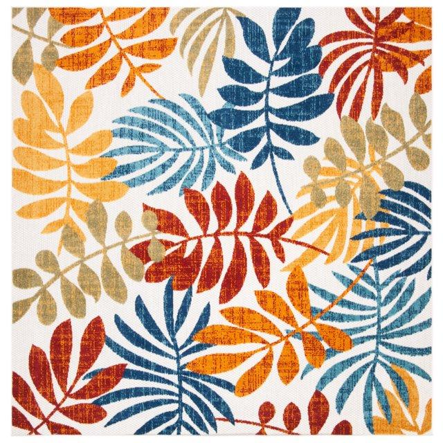 Cabana CBN814 Power Loomed Indoor and Outdoor Area Rug - Creme/Red - 5'3"x5'3" - Safavieh.