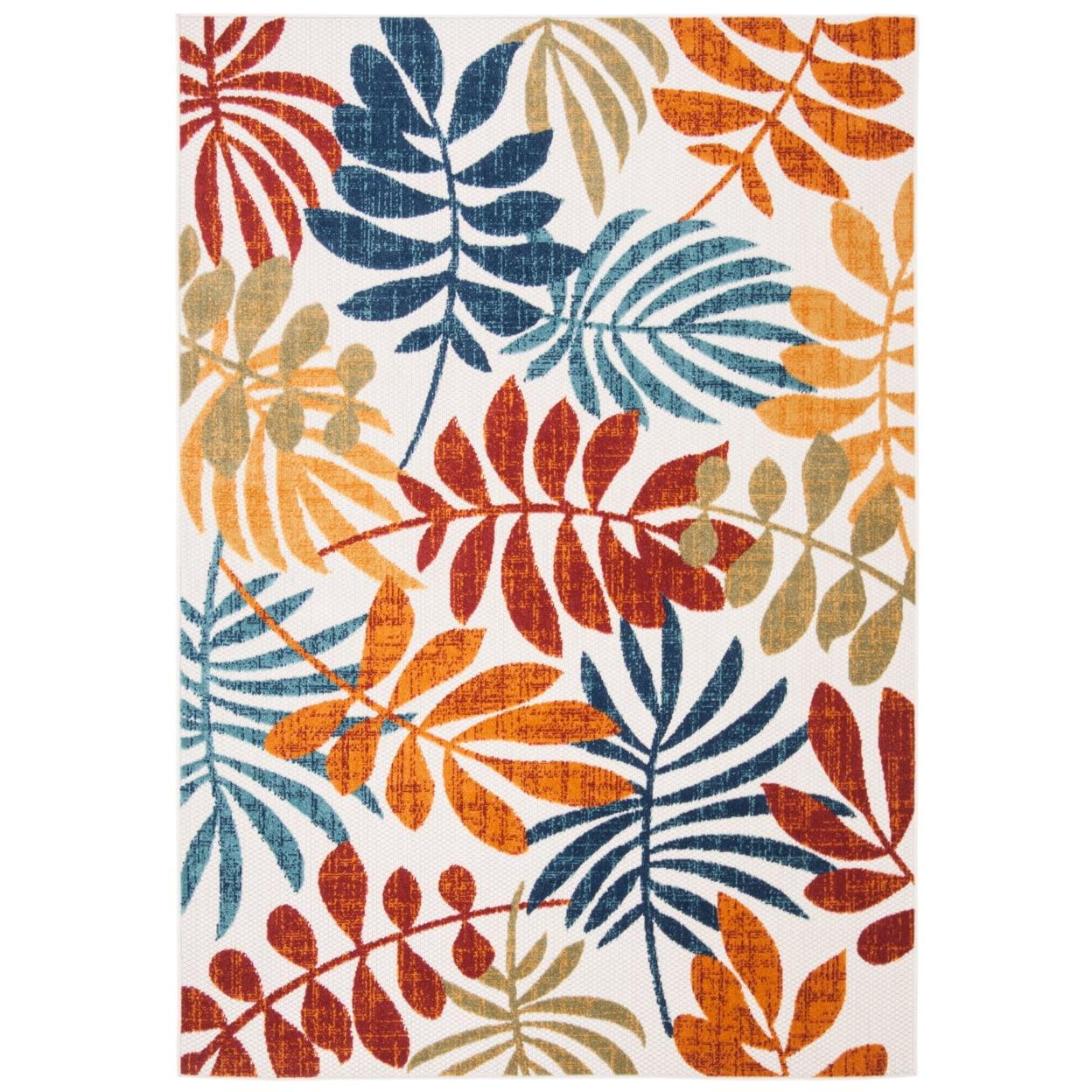 Cabana CBN814 Power Loomed Indoor/Outdoor Area Rug - Creme/Red - 5'3"x7'6" - Safavieh.