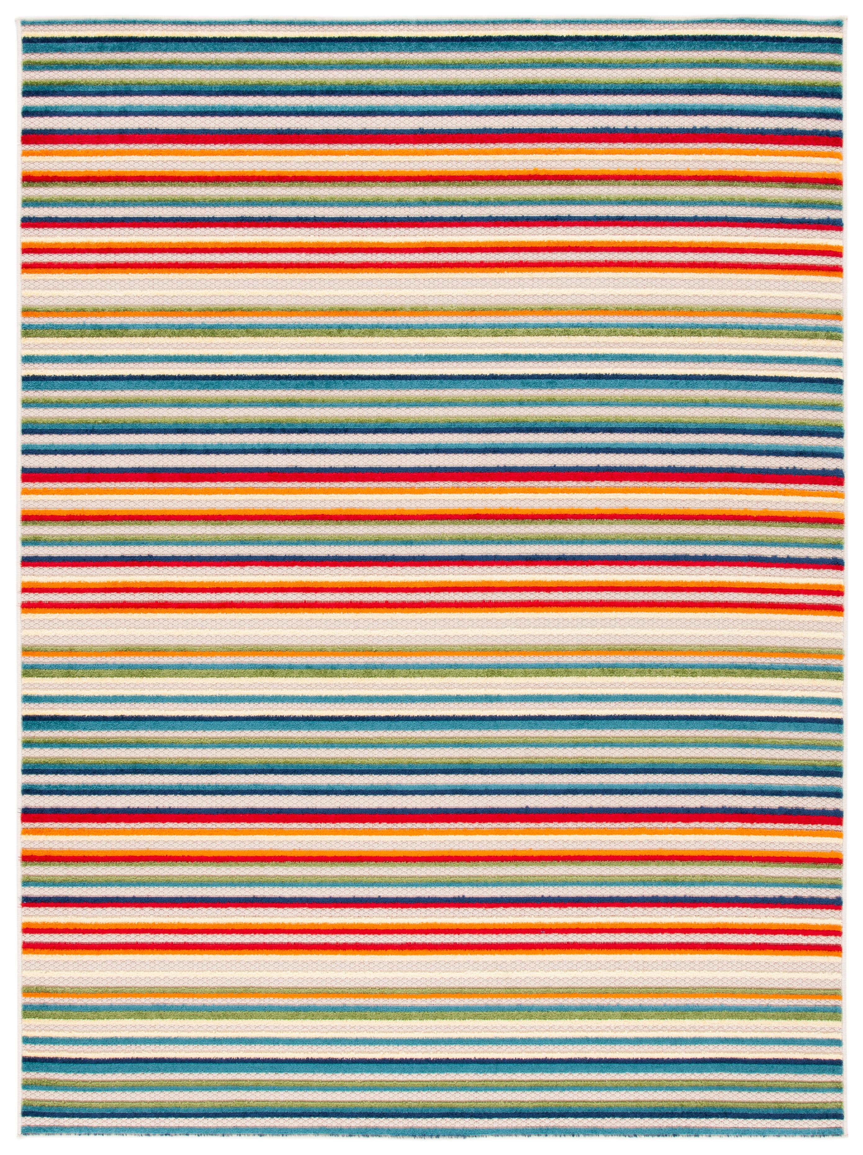 SAFAVIEH Cabana Fedelma Striped Indoor/Outdoor Area Rug, Ivory/Green, 3' x 5'