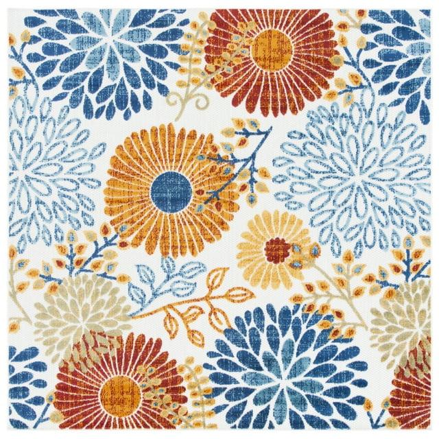 Cabana CBN832 Power Loomed Indoor/Outdoor Area Rug - Creme/Red - 3'x3' - Safavieh