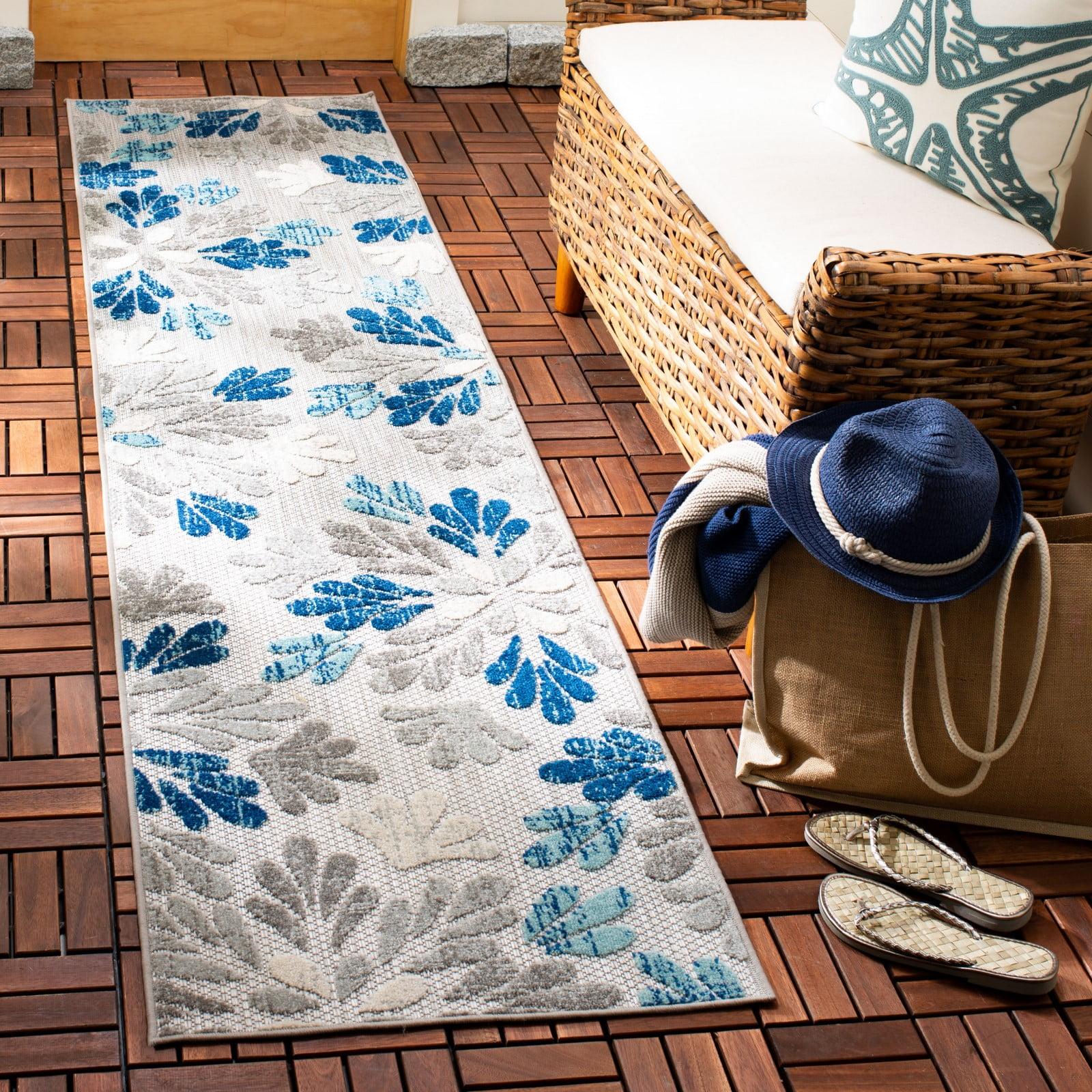 Cabana CBN800 Power Loomed Indoor/Outdoor Runner Rug - Grey/Blue - 2'x8' - Safavieh