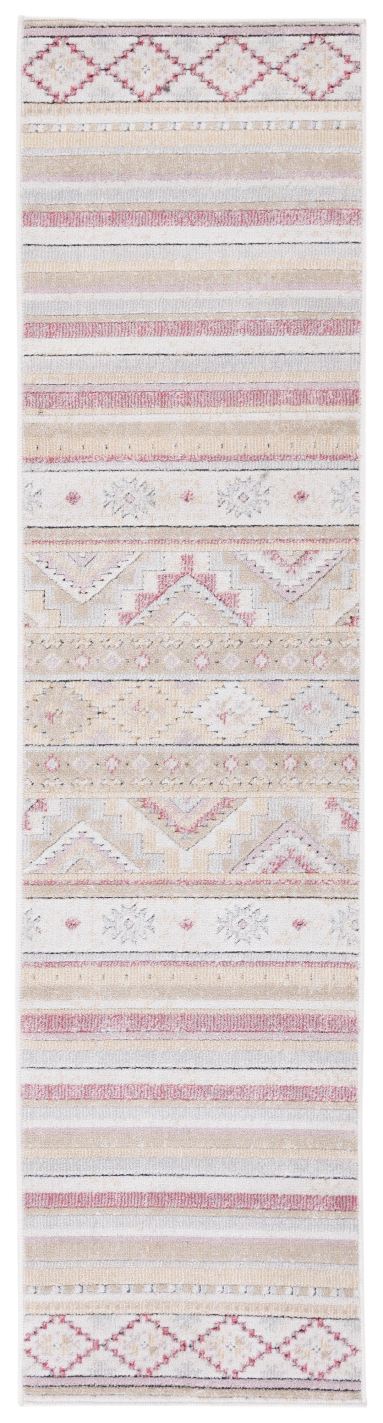 Ivory Beige Geometric Reversible Indoor/Outdoor Runner Rug