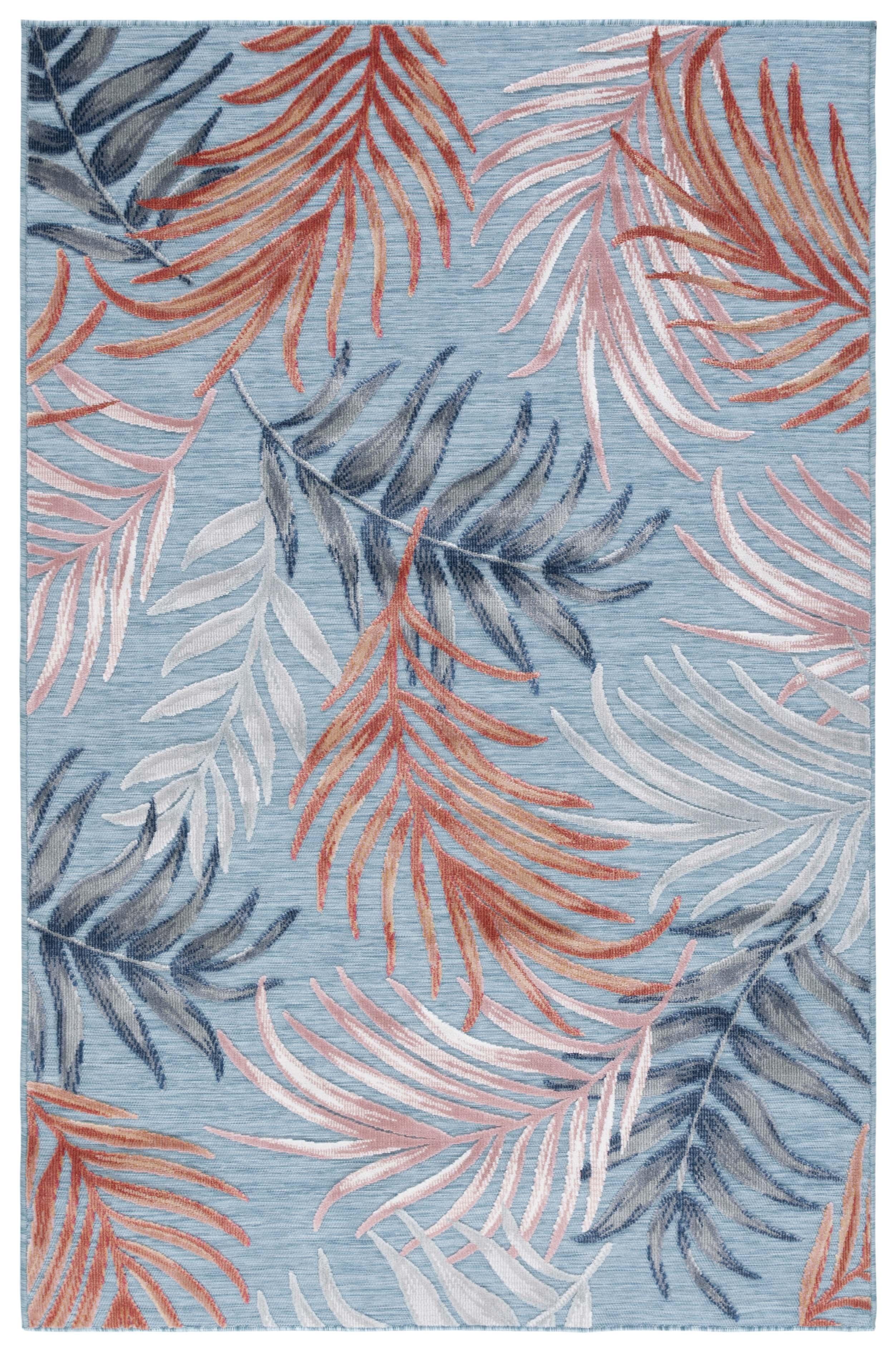 Cabana CBN458 Power Loomed UV Resistant Indoor/Outdoor Area Rug - Blue/Rust - 5'1"x7'6" - Safavieh
