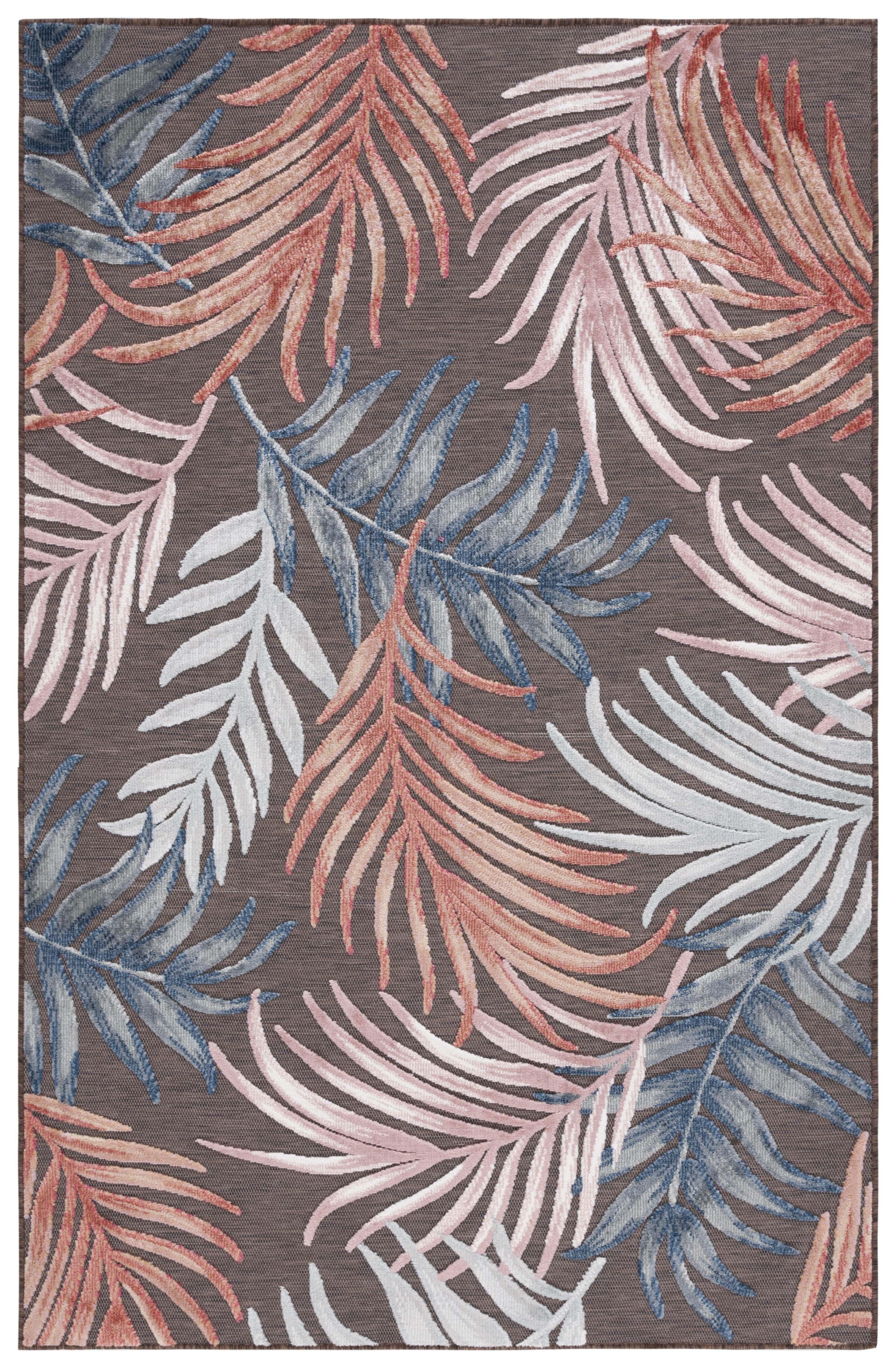 Cabana CBN458 Power Loomed UV Resistant Indoor/Outdoor Area Rug - Brown/Blue - 9'x12' - Safavieh