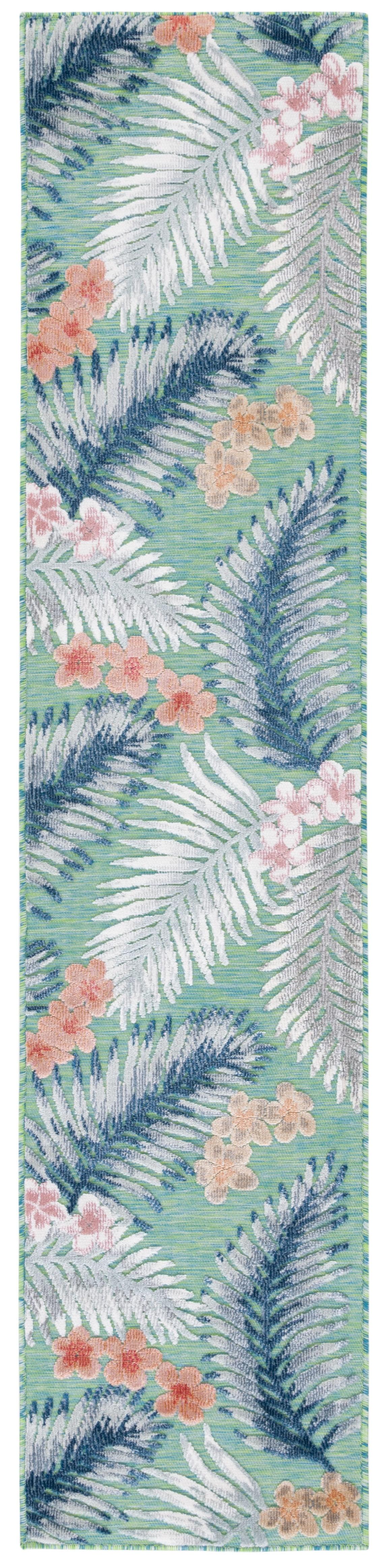 Coastal Breeze Gray Floral 27" Washable Synthetic Runner Rug