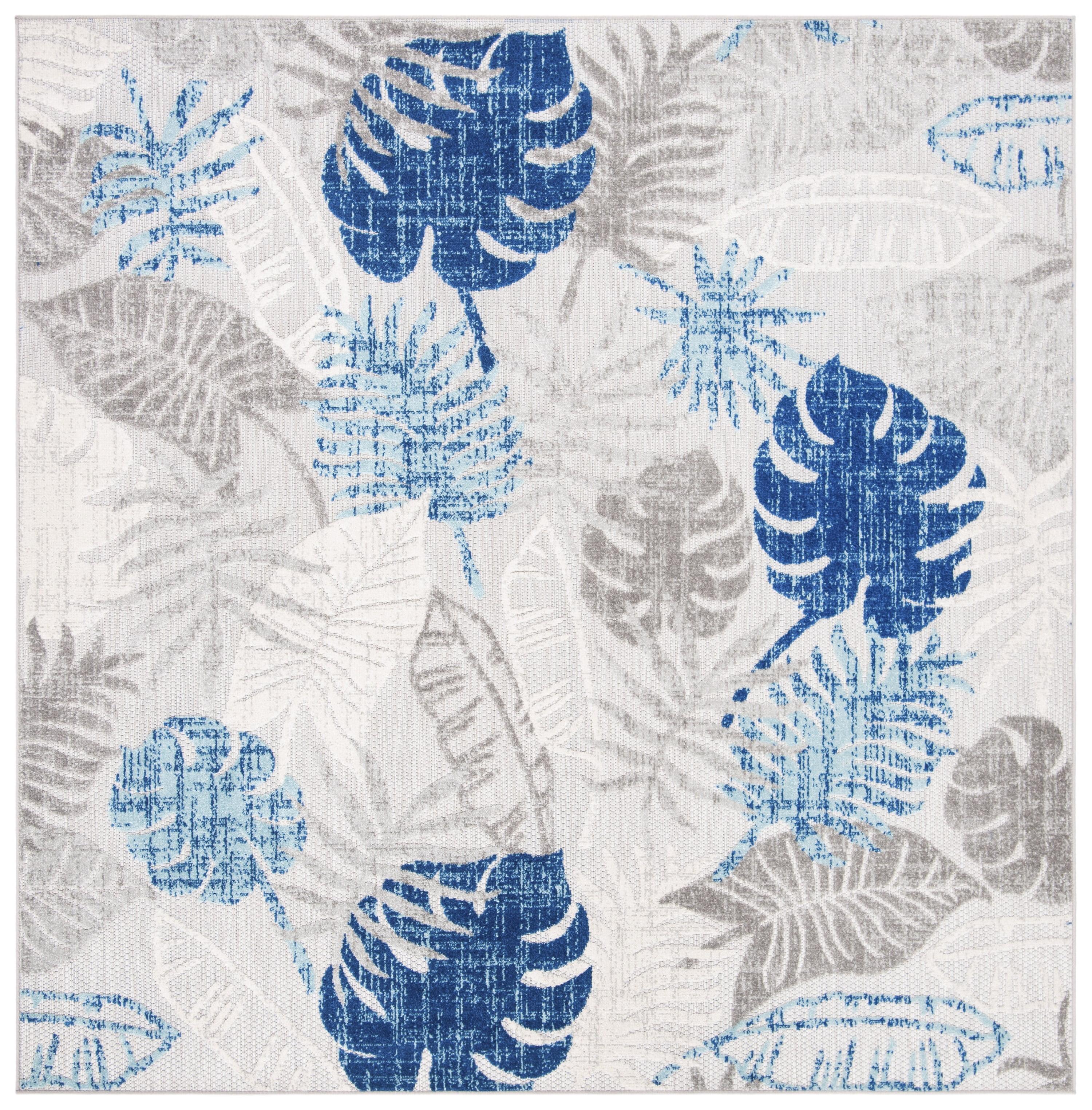 Cabana CBN831 Power Loomed Indoor/Outdoor Area Rug - Grey/Blue - 4'x4' - Safavieh