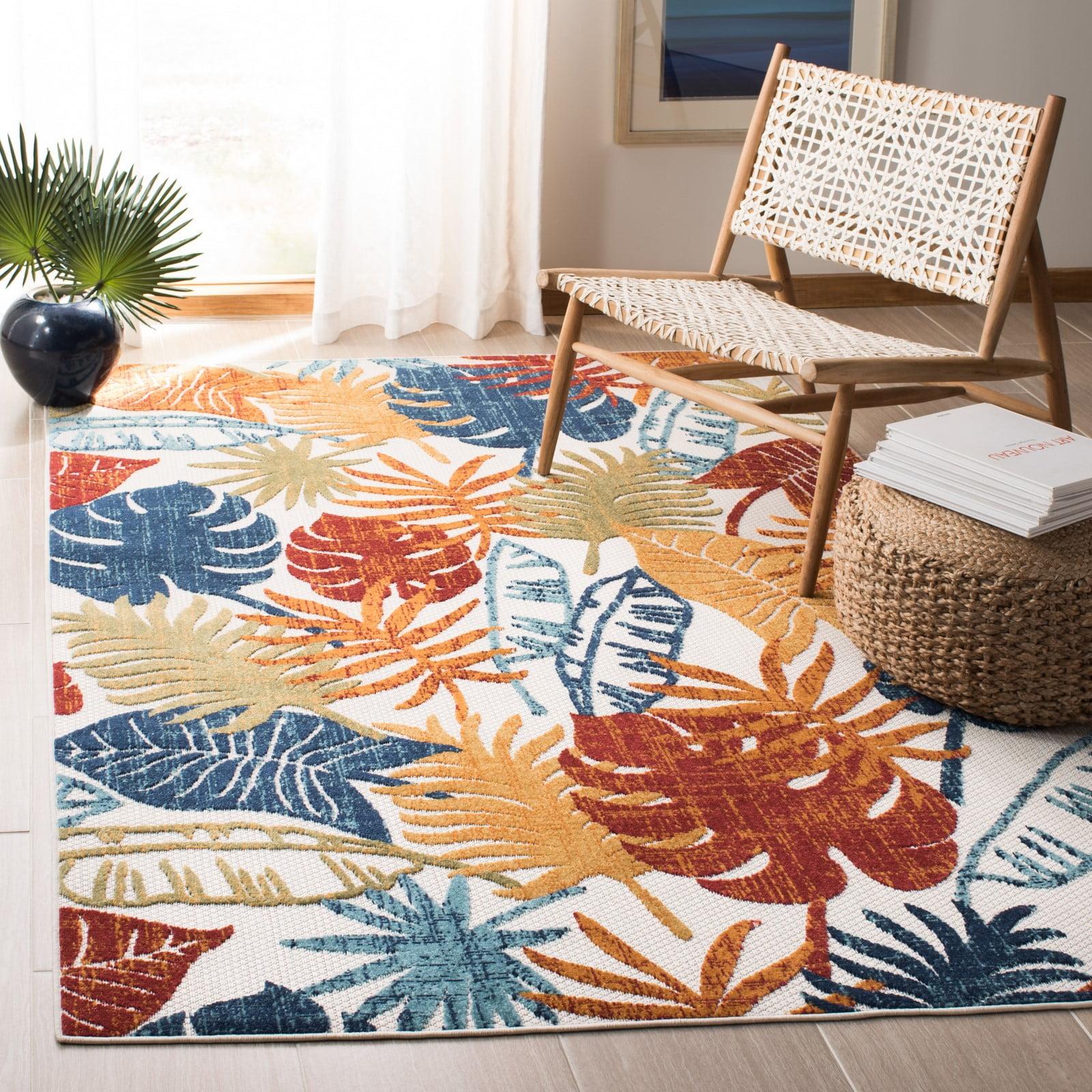 Cabana CBN831 Power Loomed Indoor/Outdoor Area Rug - Creme/Red - 4'x6' - Safavieh