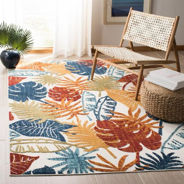 Cabana CBN831 Power Loomed Indoor/Outdoor Area Rug - Creme/Red - 4'x6' - Safavieh