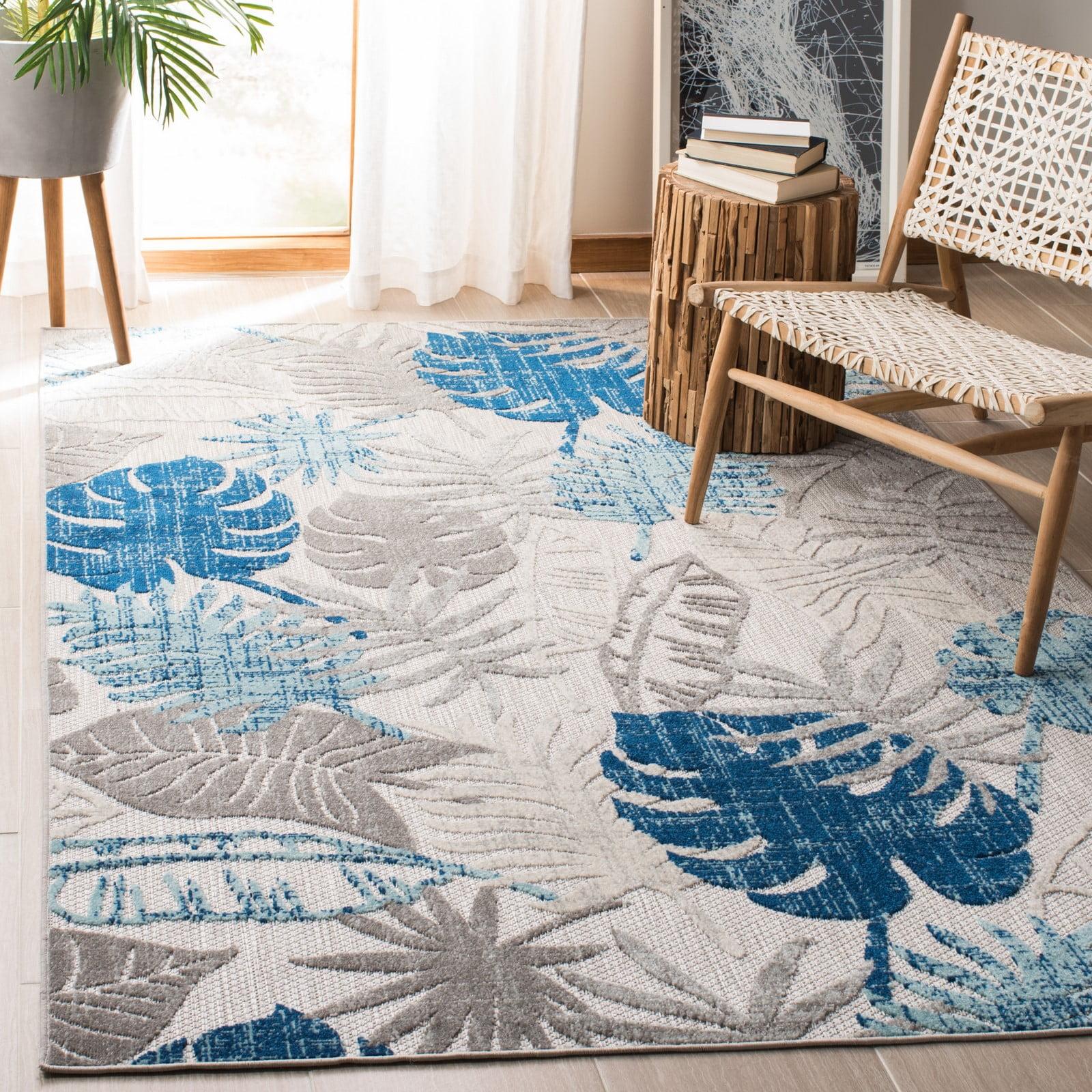 Cabana CBN831 Power Loomed Indoor/Outdoor Area Rug - Grey/Blue - 5'3"x7'6" - Safavieh.