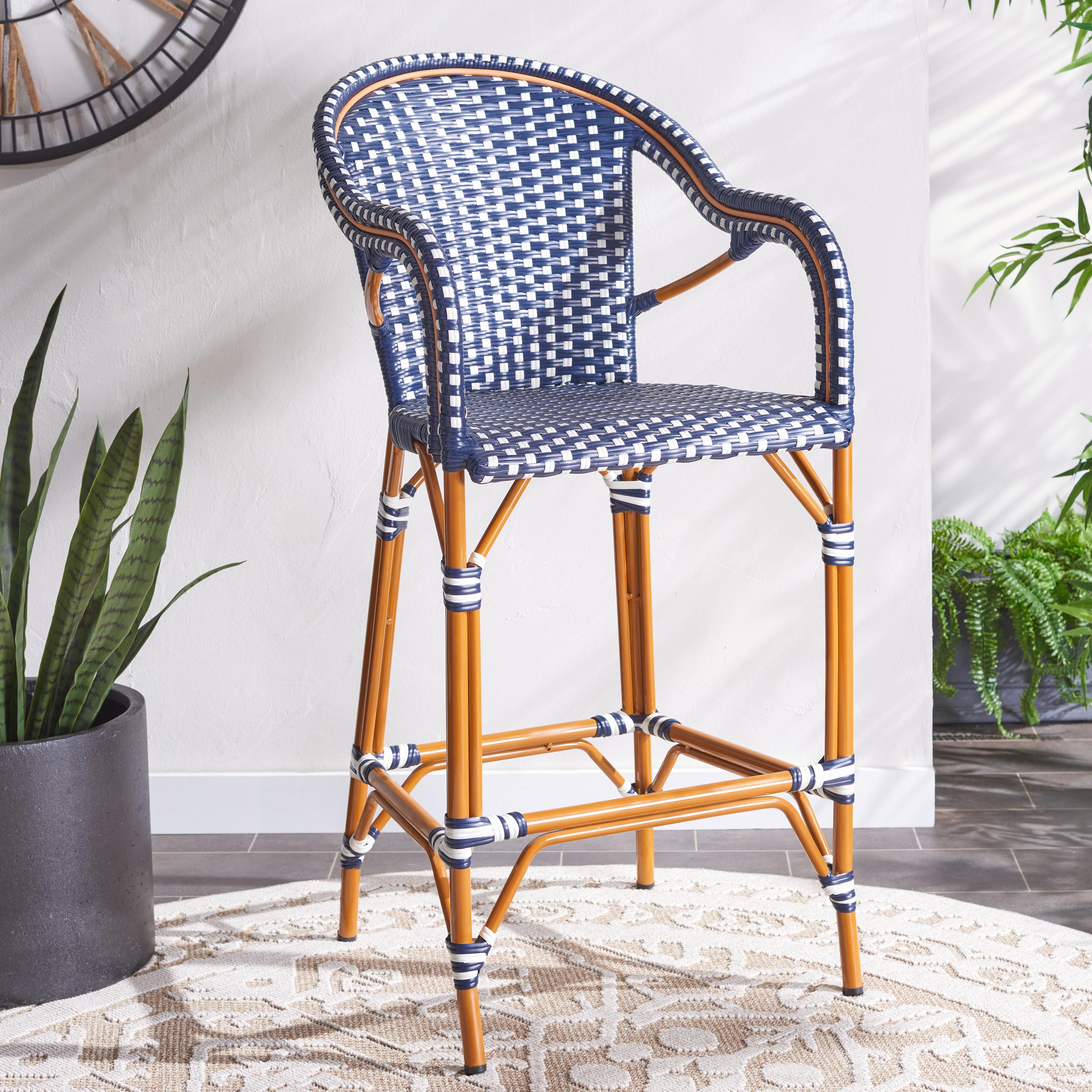 California Chic Navy & White Aluminum Outdoor Bar Stool