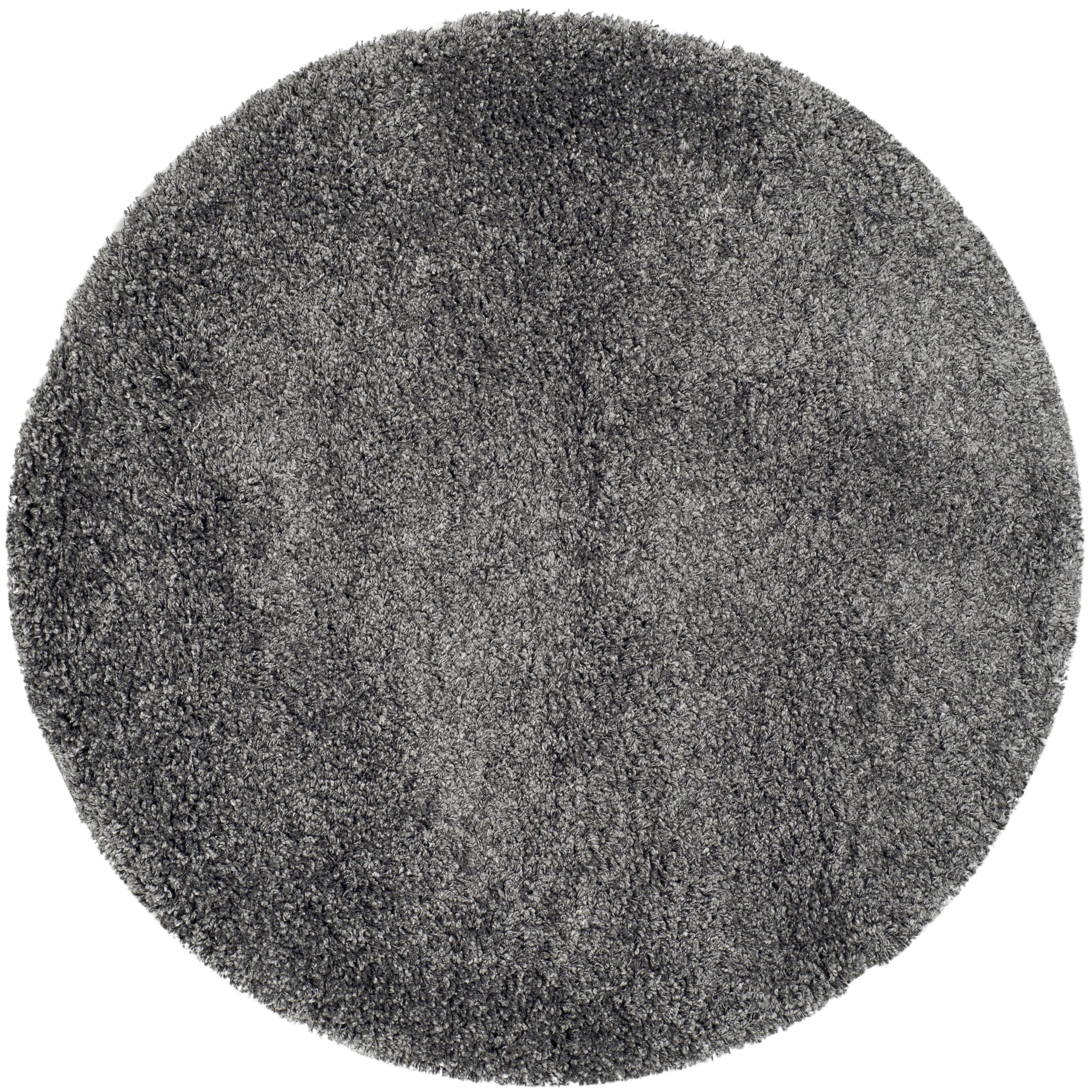 SAFAVIEH California Solid Plush Shag Area Rug, Dark Grey, 8'6" x 8'6" Round