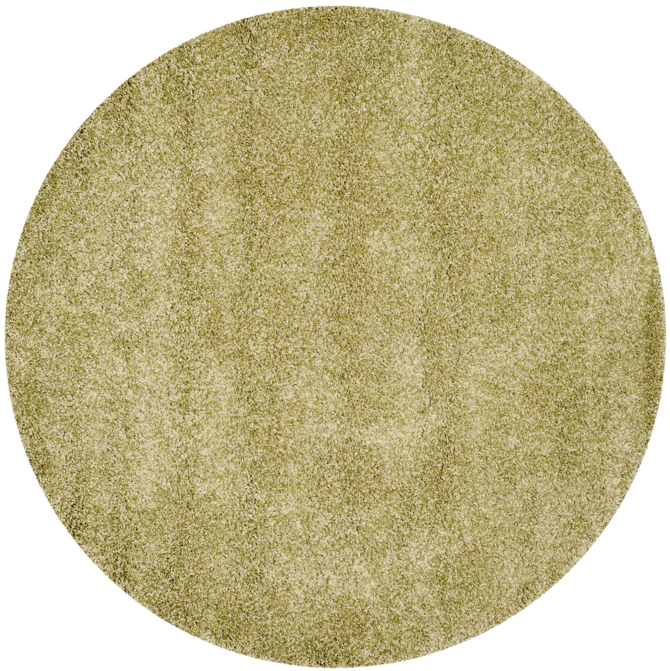 SAFAVIEH California Solid Plush Shag Area Rug, Green, 3' x 3' Round