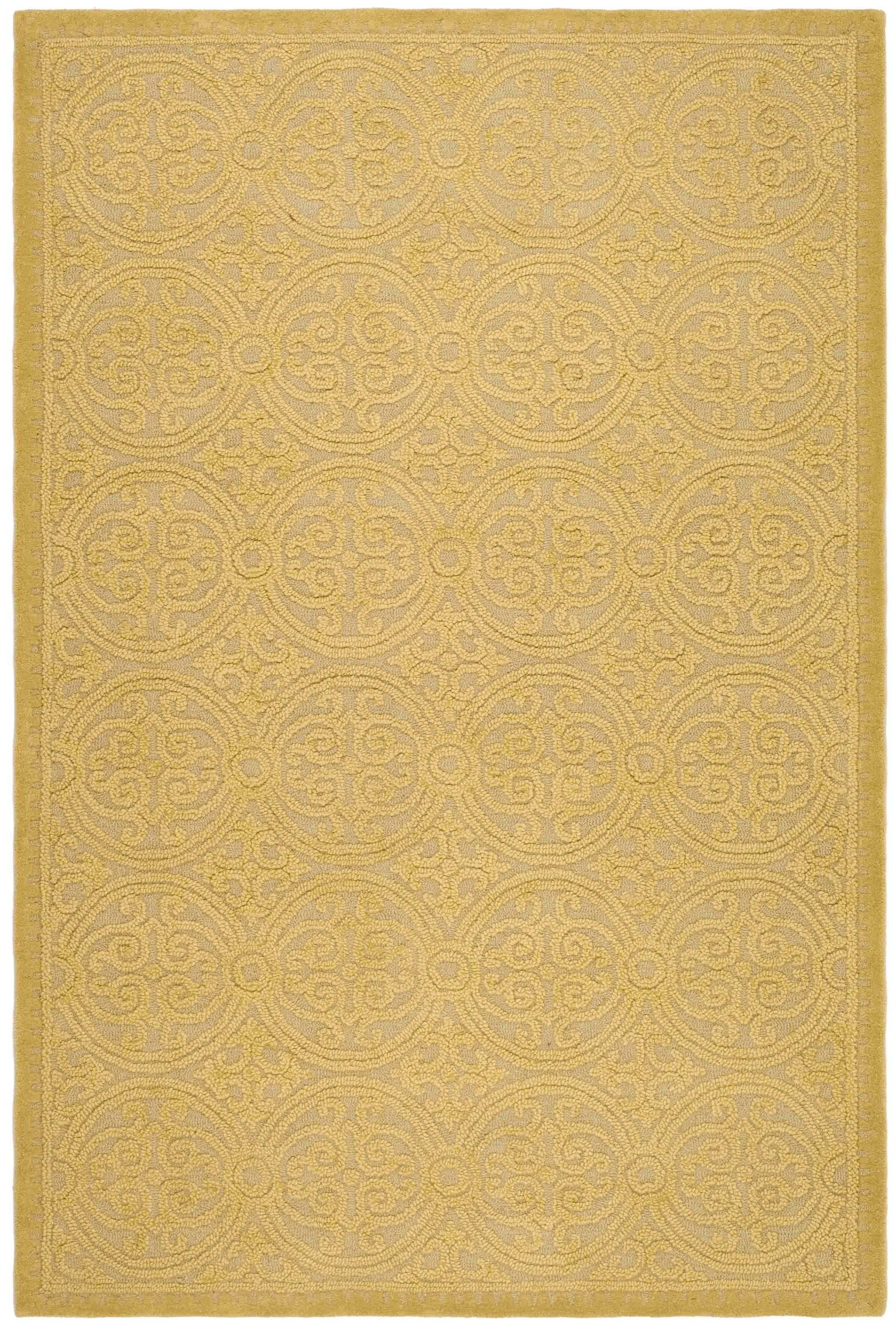 Light Gold and Dark Gold Hand-Tufted Wool 4' x 6' Area Rug