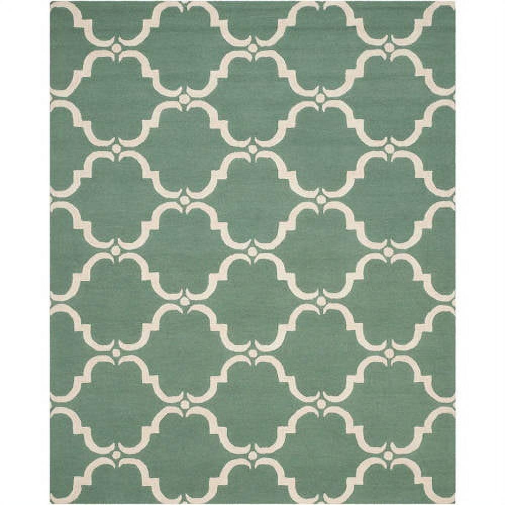 Teal Ivory Square Hand-Tufted Wool Accent Rug 4' x 6'