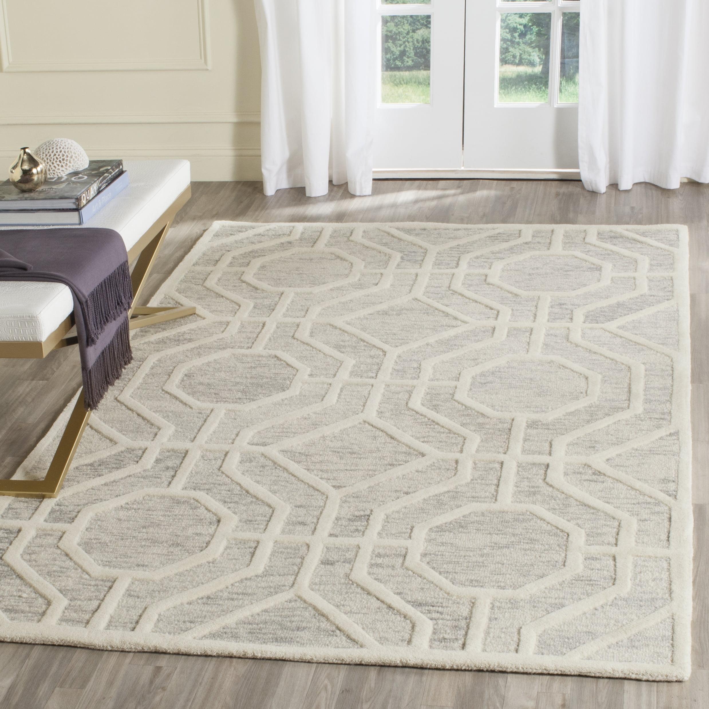 Hand-Tufted Beige Square Wool 6' Area Rug