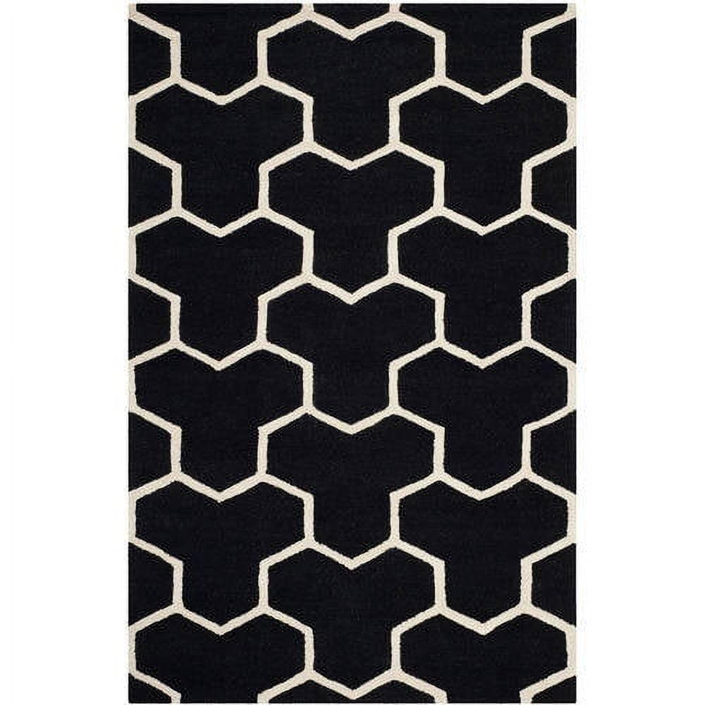 SAFAVIEH Cambridge Joshua Geometric Tessellation Wool Area Rug, Black/Ivory, 8' x 10'