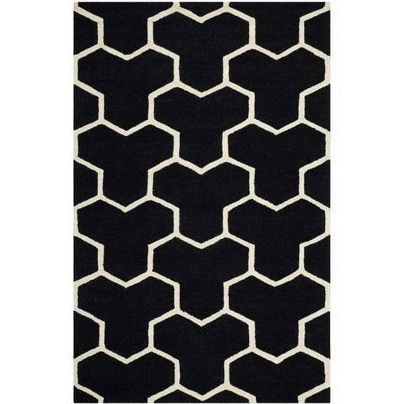 SAFAVIEH Cambridge Joshua Geometric Tessellation Wool Area Rug, Black/Ivory, 8' x 10'