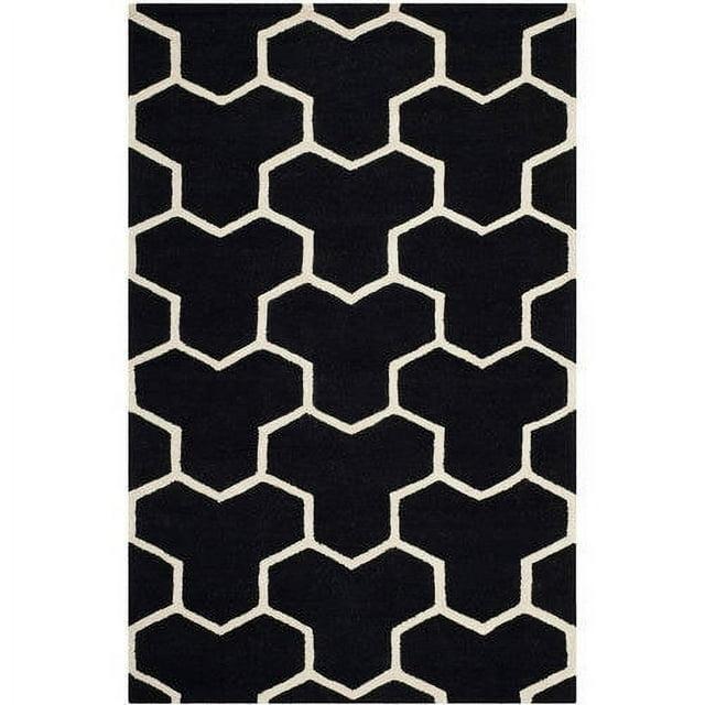SAFAVIEH Cambridge Joshua Geometric Tessellation Wool Area Rug, Black/Ivory, 8' x 10'