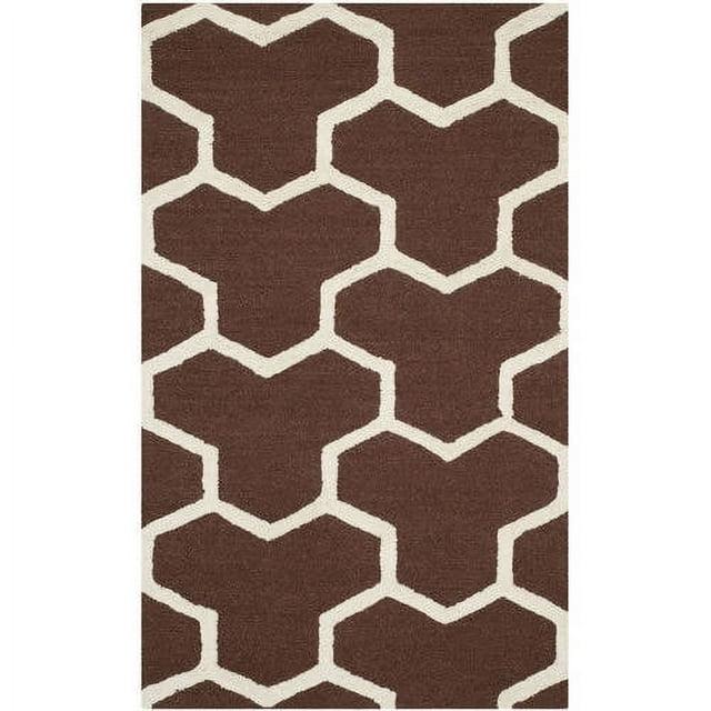 SAFAVIEH Cambridge Joshua Geometric Tessellation Wool Area Rug, Dark Brown/Ivory, 3' x 5'