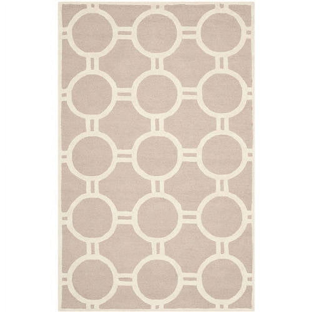 SAFAVIEH Cambridge Joss Geometric Circles Wool Area Rug, Beige/Ivory, 8' x 8' Square