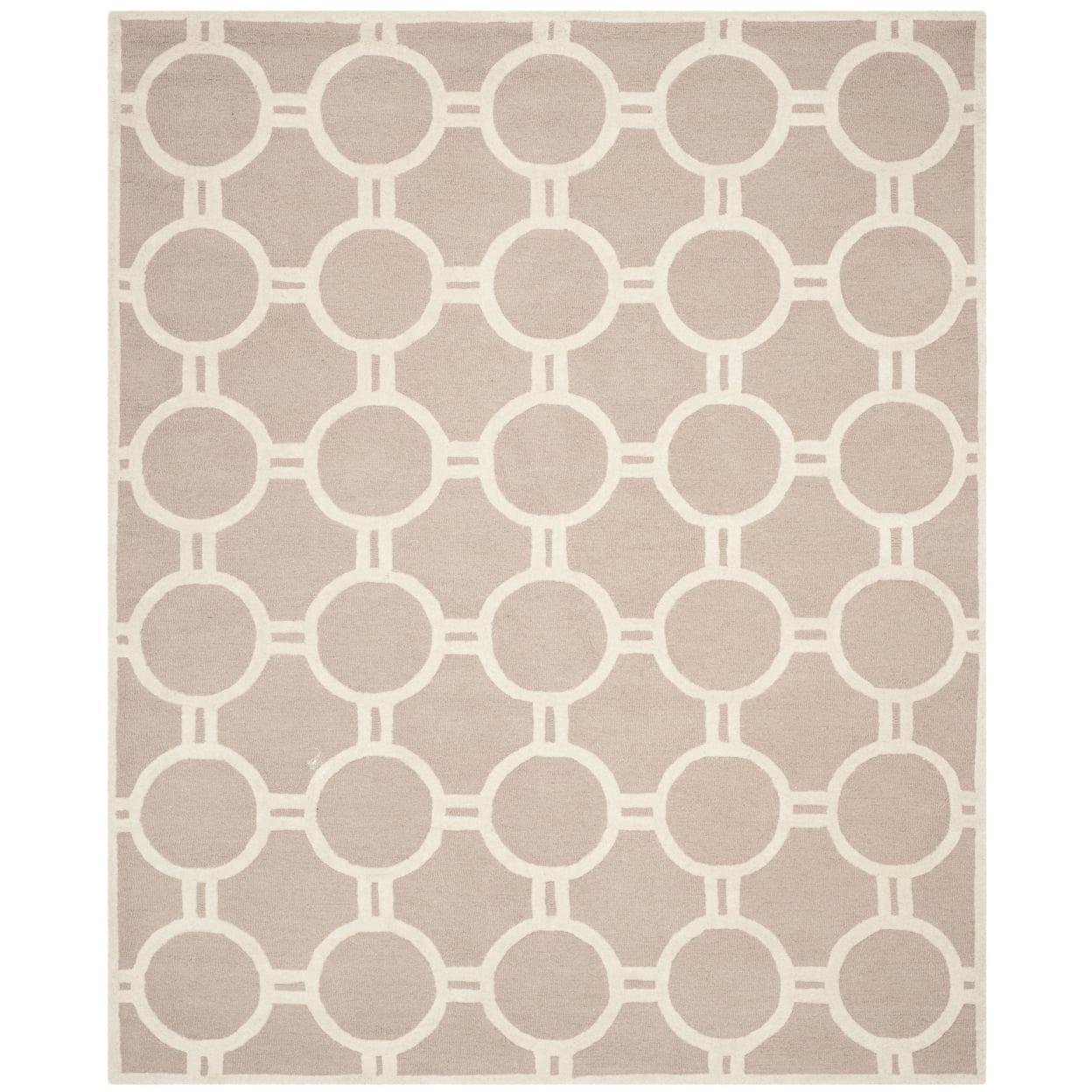 SAFAVIEH Cambridge Joss Geometric Circles Wool Area Rug, Beige/Ivory, 8' x 8' Square