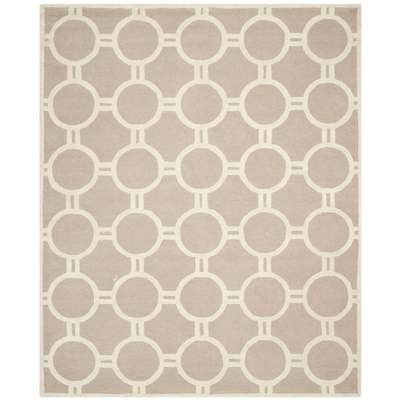 SAFAVIEH Cambridge Joss Geometric Circles Wool Area Rug, Beige/Ivory, 8' x 8' Square