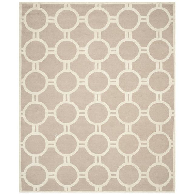 SAFAVIEH Cambridge Joss Geometric Circles Wool Area Rug, Beige/Ivory, 8' x 8' Square