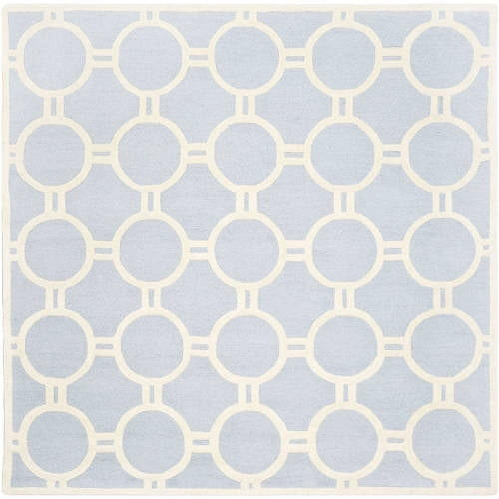 Hand-tufted Light Blue and Ivory Wool 8' Square Area Rug