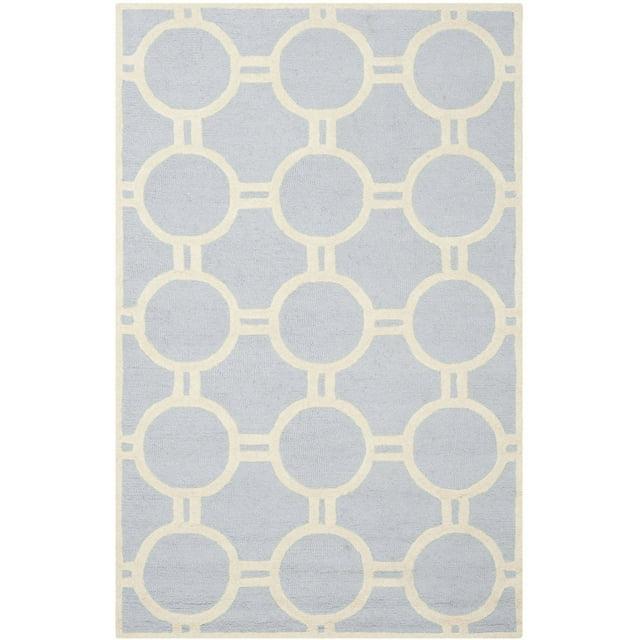 SAFAVIEH Cambridge Joss Geometric Wool Area Rug, Light Blue/Ivory, 4' x 6'