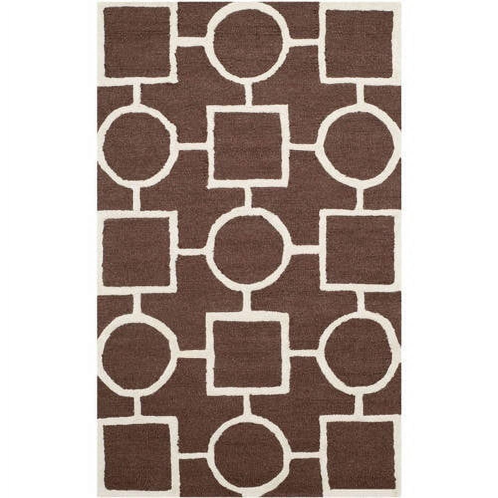 SAFAVIEH Cambridge Joyce Geometric Shapes Wool Area Rug, Dark Brown/Ivory, 8' x 10'