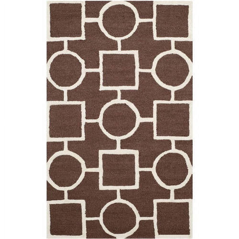 SAFAVIEH Cambridge Joyce Geometric Wool Area Rug, Dark Brown/Ivory, 8' x 10'