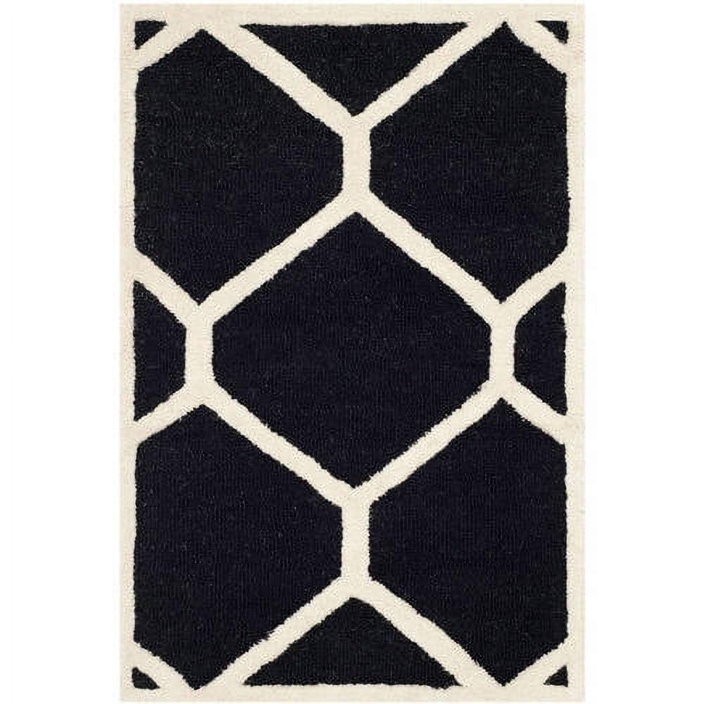 Hand-Tufted Black/Ivory Wool Square Accent Rug 24" x 24"