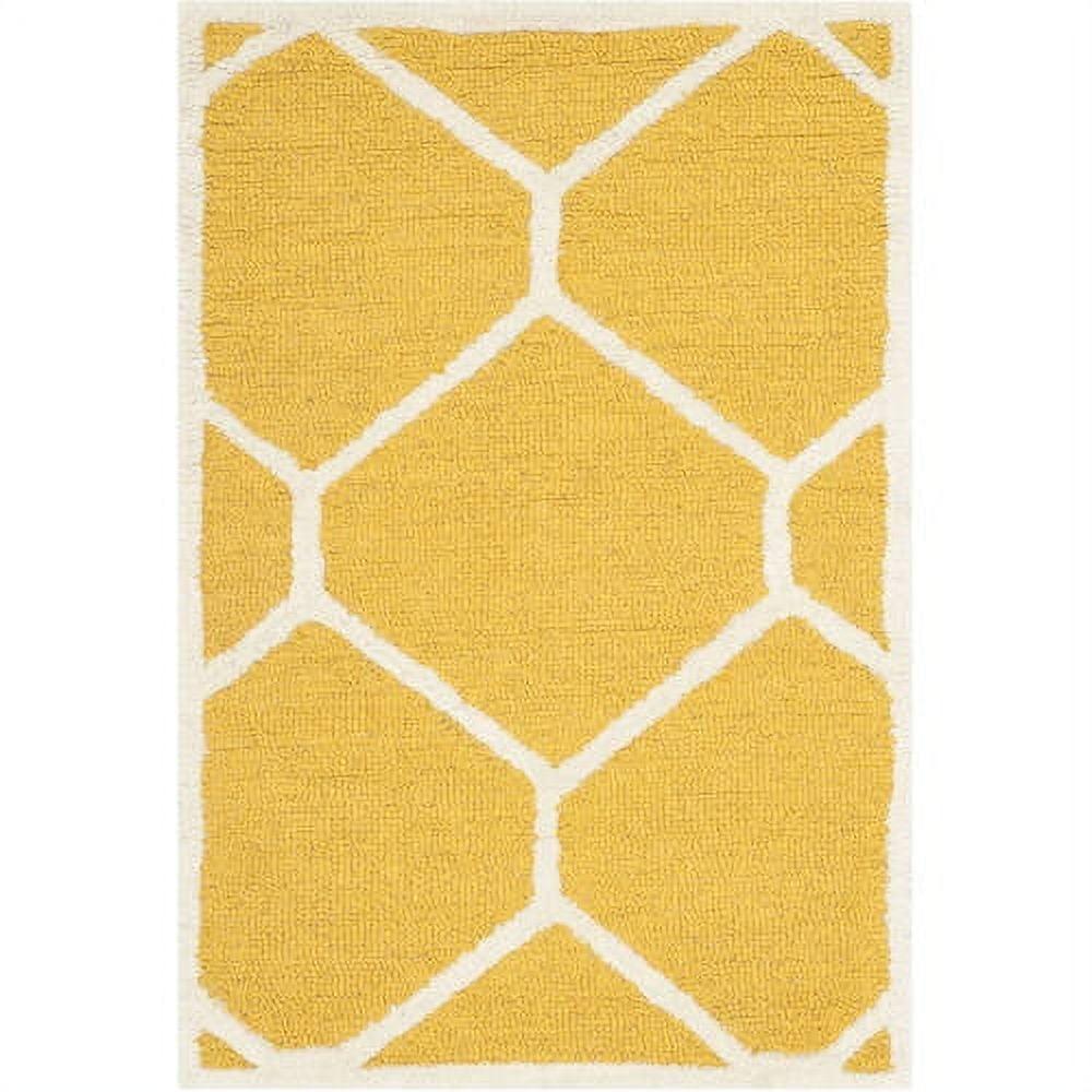 Hand-Tufted Cambridge Wool Rug in Gold/Ivory, 3' x 5'