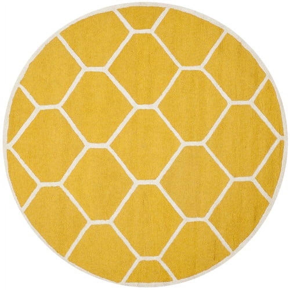 SAFAVIEH Cambridge Juan Geometric Wool Area Rug, Gold/Ivory, 6' x 6' Round
