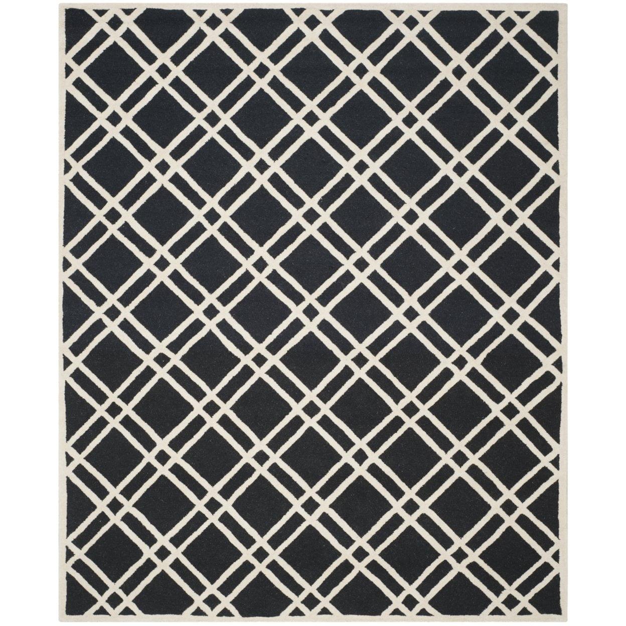 SAFAVIEH Cambridge Judy Geometric Wool Area Rug, Black/Ivory, 2'6" x 4'