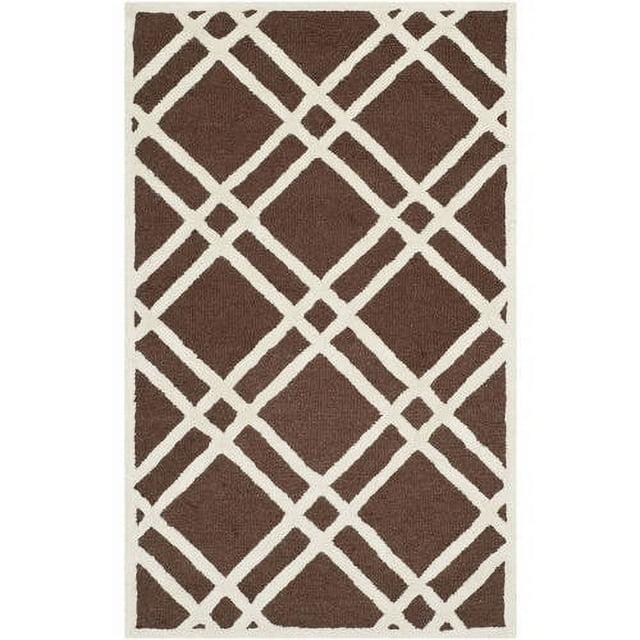 SAFAVIEH Cambridge Judy Geometric Wool Area Rug, Dark Brown/Ivory, 3' x 5'