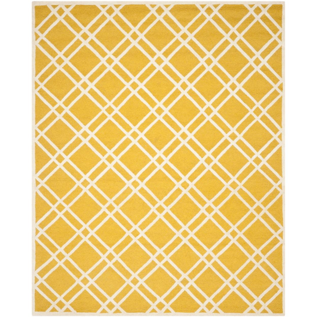 SAFAVIEH Cambridge Judy Geometric Wool Area Rug, Gold/Ivory, 6' x 9'