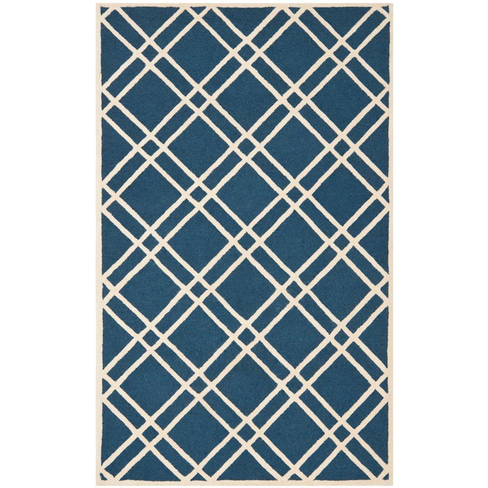 Sanyla Arshmaan Geometric Handmade Tufted Wool Navy Blue Area Rug