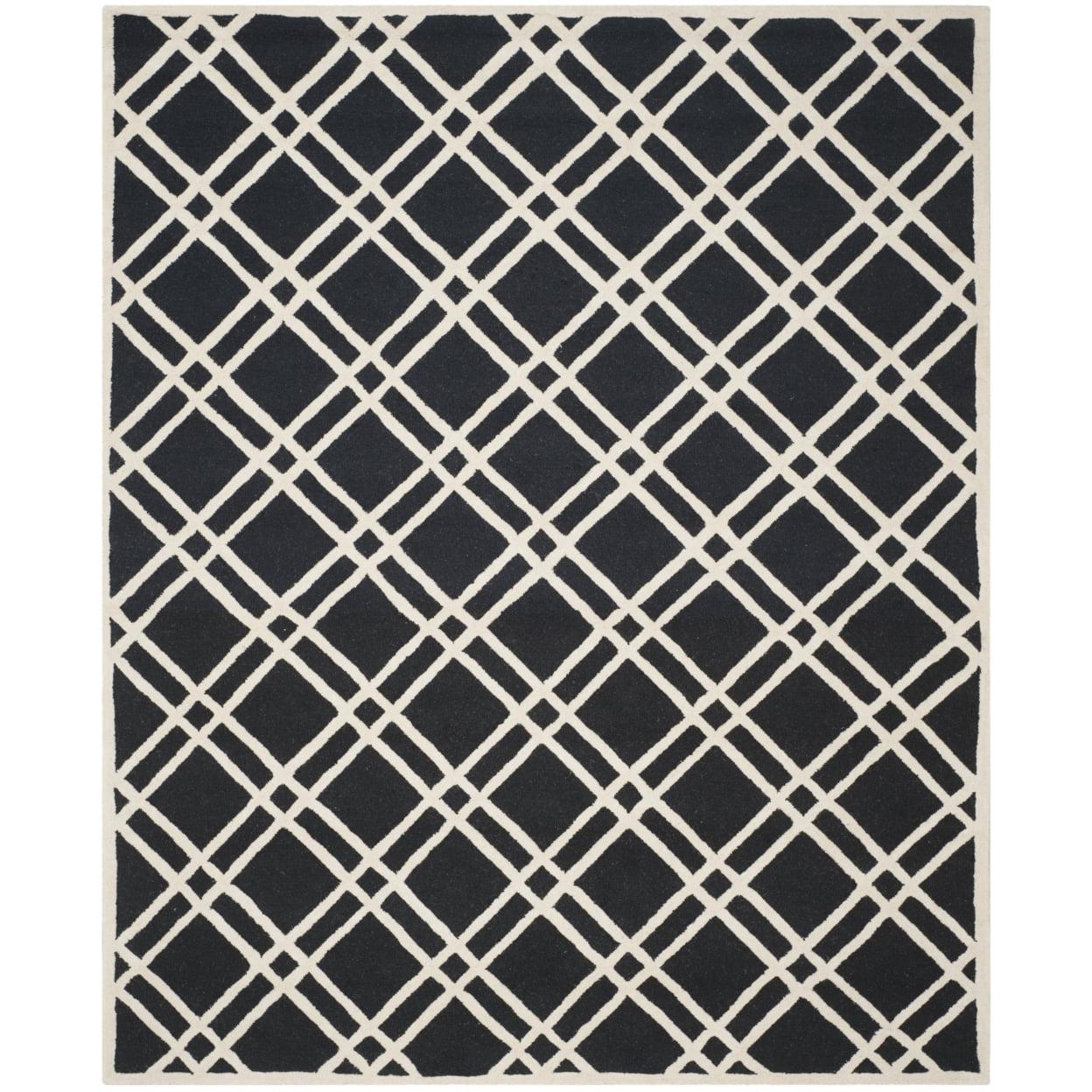 SAFAVIEH Cambridge Judy Geometric Wool Runner Rug, Black/Ivory, 2'6" x 6'