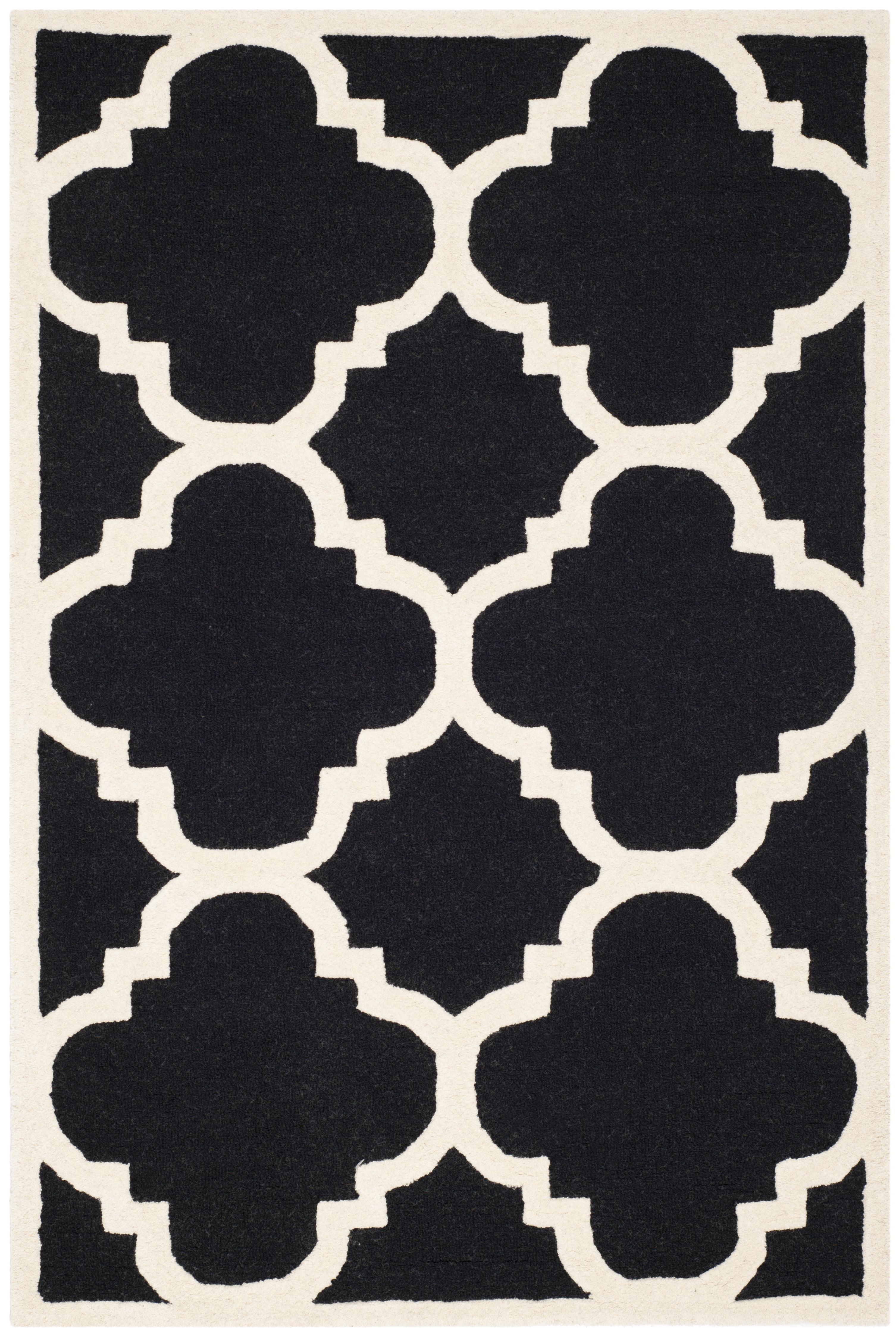 Hand-Tufted Cambridge Black Wool 3' x 5' Rectangular Rug