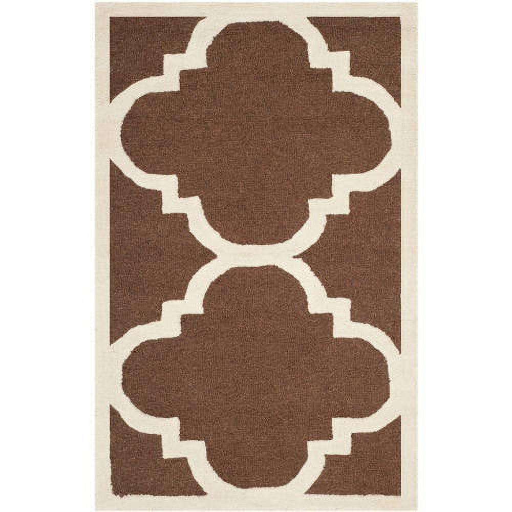 SAFAVIEH Cambridge Justine Geometric Quatrefoil Wool Area Rug, Dark Brown/Ivory, 2' x 3'