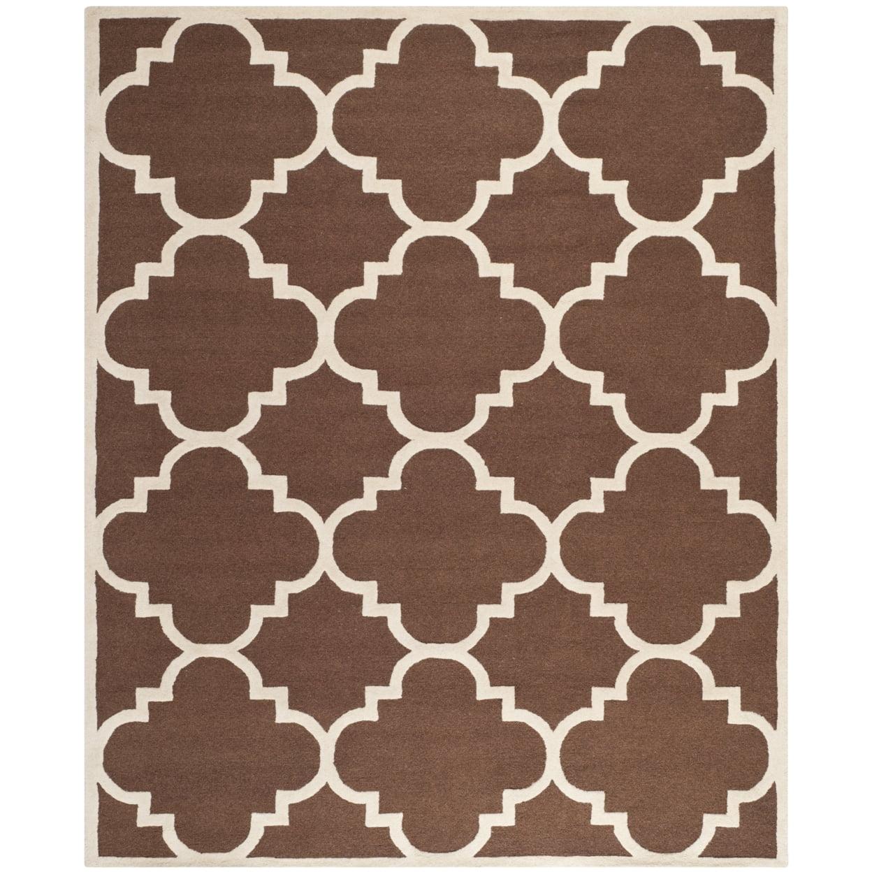 SAFAVIEH Cambridge Justine Geometric Quatrefoil Wool Area Rug, Dark Brown/Ivory, 9' x 12'