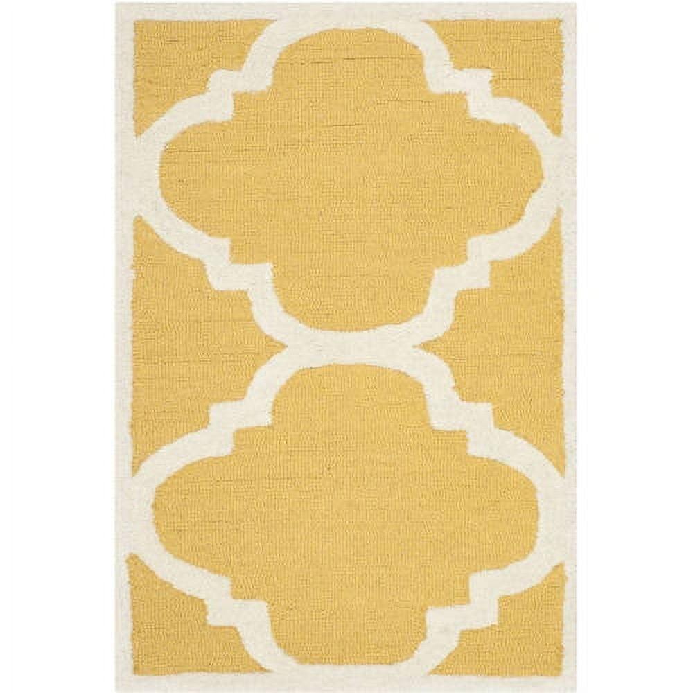 Ivory Gold Hand-Tufted Wool 6' x 9' Rectangular Area Rug